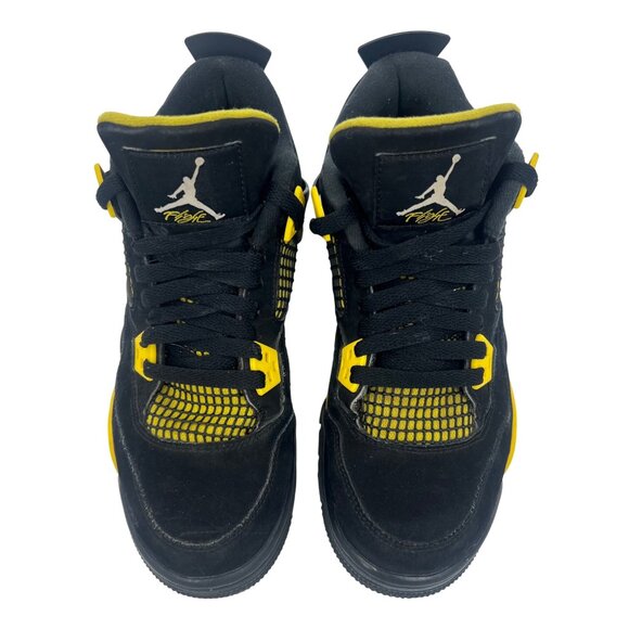 AUTHENTIC Air Jordan 4 Retro Thunder Black & Tour Yellow Sneakers • Women's 8.5 - Picture 3 of 16